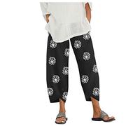 Generico Pantaloni da Donna Pantaloni da Donna con Stampa Larga Elastica e Gamba Casual Pantaloni da Donna con Cintura in Vita (Black XXXXXL)