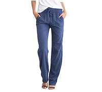 Generico Pantaloni da Jogging Donna,Casual Pantalone Gamba Larga Largo Comodi Sportivi Casual Tuta Elasticizzati Donna con Cintura Regolabile a Cordino Larghi Primavera e Autunno