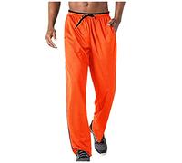 Generico Pantaloni da Jogging Traspiranti Tasche in Rete Pantaloni da Corsa da Uomo Pantaloni da Uomo con Cerniera (Orange, S)