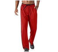 Generico Pantaloni da Jogging Traspiranti Tasche in Rete Pantaloni da Corsa da Uomo Pantaloni da Uomo con Cerniera (Red, M)