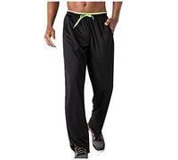 Generico Pantaloni da Jogging Traspiranti Tasche in Rete Pantaloni da Corsa da Uomo Pantaloni da Uomo con Cerniera (Green, L)