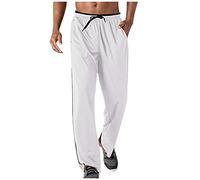 Generico Pantaloni da Jogging Traspiranti Tasche in Rete Pantaloni da Corsa da Uomo Pantaloni da Uomo con Cerniera (White, S)