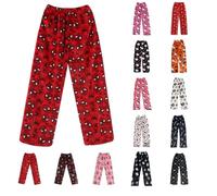 Generico Pantaloni da Pigiama da Donna, Pantaloni da Salotto da Donna con Elastico in Vita Larga Morbidi Casual Pigiama Loungewear in Flanella Indumenti da Notte Parte Inferiore Morbido