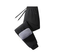 Genérico Pantaloni da sci da uomo resistenti al vento e all'acqua con tasche e lacci di protezione per le ginocchia, pantaloni Harem in peluche spessi e caldi per l'inverno, Nero , 5X-Large