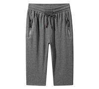 Generico Pantaloni da Uomo, Pantaloni da Lavoro Uomo, Pantaloni da Jogging Capri da Uomo A 3 4 Palestra Pantaloncini sotto Il Ginocchio Tasche con Cerniera