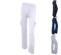 Generico Pantaloni da Yoga Svasati da Donna, Collant Che Sollevano I Fianchi, Tessuto Elasticizzato in Quattro Direzioni Ad Alta Elasticità, Design con Tasche Multifunzionali (White 3XL)