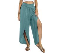 Generico Pantaloni Donna a Vita Alta Fluidi Confortevole Sciolto Pantaloni da Spiaggia con Spacco Laterale Sport Pantaloni Per Yoga Danza