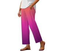 Generico Pantaloni Donna Capri-Pantaloni Capri Larghi da Spiaggia con Stampa Floreale Boho Casual da Donna A Righe con Elastico in Vita E Coulisse Estivi E Primaverili
