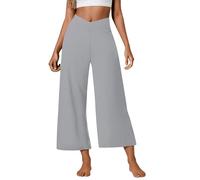 Generico Pantaloni Donna Casual Alta Vita Largo Comodo Elastico Joggers con Tasche Colore Unico Affusolato alla Caviglia Sweatpants per Uso Quotidiano(GY2, S)