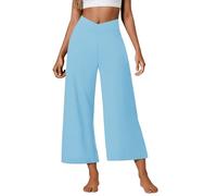 Generico Pantaloni Donna Casual Alta Vita Largo Comodo Elastico Joggers con Tasche Colore Unico Affusolato alla Caviglia Sweatpants per Uso Quotidiano(BU2, XL)