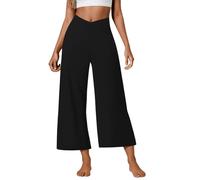Generico Pantaloni Donna Casual Alta Vita Largo Comodo Elastico Joggers con Tasche Colore Unico Affusolato alla Caviglia Sweatpants per Uso Quotidiano(Black, L)