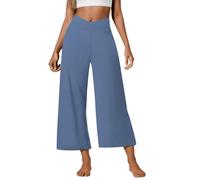 Generico Pantaloni Donna Casual Alta Vita Largo Comodo Elastico Joggers con Tasche Colore Unico Affusolato alla Caviglia Sweatpants per Uso Quotidiano(BU1, S)