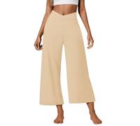 Generico Pantaloni Donna Casual Alta Vita Largo Comodo Elastico Joggers con Tasche Colore Unico Affusolato alla Caviglia Sweatpants per Uso Quotidiano(Khaki, XXXL)