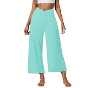 Generico Pantaloni Donna Casual Alta Vita Largo Comodo Elastico Joggers con Tasche Colore Unico Affusolato alla Caviglia Sweatpants per Uso Quotidiano(Mint Green, XXL)