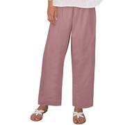 Generico Pantaloni Donna Comodi Leggeri Curvy Pantalone Cotone E Lino Vita Alta Eleganti Pantalon Spiaggia Elasticizzati con Tasche Estivi Beige Pantaloni Lunghi Larghi Primavera Neri per Le Vacanze