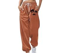Generico Pantaloni Donna Cotone Pantalone Estivi Comodi Gamba Vita Alta Elastico Gamba Larga Sportivi Casual Fitness con Tasche Pantaloni Tuta Donna Estivi Leggeri Cotone Scalza I Granuli
