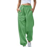 Generico Pantaloni Donna Cotone Pantalone Estivi Comodi Gamba Vita Alta Elastico Gamba Larga Sportivi Casual Fitness con Tasche Pantaloni Eleganti Donna Estivi Scalza I Granuli