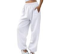 Generico Pantaloni Donna Cotone Pantalone Estivi Comodi Gamba Vita Alta Elastico Gamba Larga Sportivi Casual Fitness con Tasche Pantaloni a Sigaretta Donna Estivi Scalza I Granuli