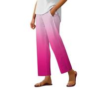 Generico Pantaloni Donna Estivi Capri-Pantaloni Capri Larghi da Spiaggia con Stampa Floreale Boho Casual da Donna A Righe con Elastico in Vita E Coulisse Estivi E Primaverili