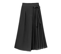Generico Pantaloni Donna Estivi Leggeri Pantaloni a Pressione da Donna in Chiffon a Pieghe di Grandi Dimensioni Casual a Vita Elastica Gonna (Nero, XXL)