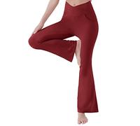 Generico Pantaloni Donna Yoga Estivi, Leggings Donna Felpati Elasticizzati a Vita Alta Leggings Svasati Collant Morbidi Elasticizzati Slim Fit Pantaloni della Tuta Bootleg Casual Allenamento