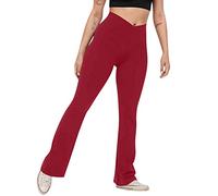 Generico Pantaloni Elasticizzati Donna, Leggings Donna Termici Elasticizzati a Vita Alta Leggings Svasati Collant Morbidi Elasticizzati Slim Fit Pantaloni della Tuta Bootleg Casual Allenamento
