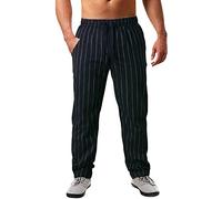 Generico Pantaloni Eleganti Invernali Uomo in Cotone e Lino gessati Primaverili ed Estivi Pantaloni Lavoro Tasche Felpa Fitness (Black, XXXL)