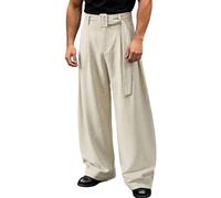 Generico Pantaloni Eleganti Uomo Pantaloni Casual con Texture Curva E Sinuosa per Smart Casual Moderno Corti da Lavoro Uomo Leggeri da Lavoro Leggings Pants (Beige, XXXXL)