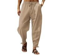 Generico Pantaloni Estivi Uomo, Elasticizzati Casual Leggeri Larghi Pantalone Leggeri Chino Elegante Traspirante Confortevole Loose Spiaggia Pants Larghi con Coulisse Abbigliamento