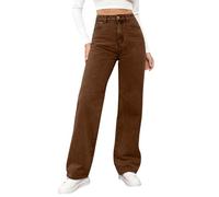Generico Pantaloni Hip Hop Donna Pantalone Skinny 2025 Y2k Y2k Jeans Wide Leg Fit Larghi Strappati Eleganti Jeggings Baggy Taglie Forti Push Up Curvy Jeans Larghi Donna Marrone M
