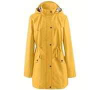 Generico Pantaloni Impermeabili Donna Gicca Donna Womens Rain Jacket Windproof Adjustable Windbreaker Raincoats Long Sleeve Outdoor Trench Coat Cerata Antipioggia Trench Yellow Xxxxl