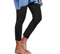 Generico Pantaloni Lunghi in Pizzo Leggings da Donna a Vita Alta Slim Elastico Versatile Pantaloni Ritagliati Slim Fit Leggins Donna