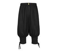 Generico Pantaloni Medievali da Uomo Pantaloni in Cotone e Lino Medioevo Pantaloni retrò con Cinturino alla Caviglia Pantaloni Sportivi Casual Leggeri e Traspiranti Pantaloni da Uomo con Coulisse