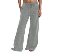Generico Pantaloni Palazzo Donna Estivi Sweatpants a Gamba Larga a Gamba Baggy Pantaloni della Tuta con Tasche E Coulisse Pantalone Comodi da Jogging Tinta Unita Casual Eleganti per Fitness Running