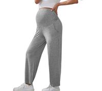 Generico Pantaloni Premaman Donna Abbigliamento Premaman Eleganti maternità Pantalone Tuta sopra La Pancia Salopette Casual Comodi Pantalone da Salotto per Gravidanza con Tasche Gamba