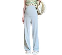 Generico Pantaloni Premaman Donna Pantaloni Premaman per Donna Comodi Elasticizzati a Vita Alta per la Gravidanza Estivi Casual Larghi con Elastico in Vita l'uso Quotidiano (Green XL)