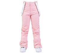 Generico Pantaloni Sci Donna con Bretelle Impermeabili Antivento e Traspiranti Salopette da Neve Caldo Pantaloni Trekking Imbottiti Invernali Pantaloni Cargo Termica per Caccia Lavoro Moto,Rosa,L