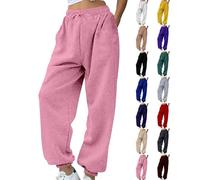 Generico Pantaloni Sportivi Donna in Cotone Tuta Vita Alta da Comodi Casual con Tasche e Coulisse Regolabile Dritti per Jogging Fitness Sport Pantaloni Bianchi Donna Estivi Scalza I Granuli