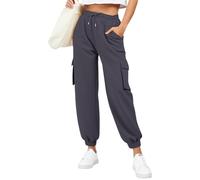 Generico Pantaloni Sportivi Donna in Cotone Tuta Vita Alta da Comodi Casual con Tasche e Coulisse Regolabile Dritti per Jogging Fitness Pantaloni Fitness Donna Estivi Scalza I Granuli