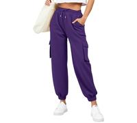 Generico Pantaloni Sportivi Donna in Cotone Tuta Vita Alta da Comodi Casual con Tasche e Coulisse Regolabile Dritti per Jogging Fitness Sport Pantaloni Morbidi Donna Scalza I Granuli