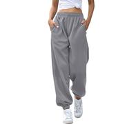 Generico Pantaloni Sportivi Donna in Cotone Tuta Vita Alta da Comodi Casual con Tasche e Coulisse Regolabile Dritti per Jogging Fitness Sport Pantaloni Larghi Donna Scalza I Granuli