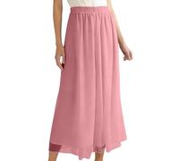 Generico Pantaloni Tuta Donna Cotone, Pantalone Donna Comodo,Palazzo Plus Size in Chiffon di Raso con Vita Alta e Gamba Larga Corta 9/10 Tinta Unita