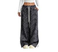 Generico Pantaloni Tuta Donna Cotone, Pantalone Donna Elegante,Casual Eleganti a Vita Alta con Stampa Animalier e Design Patchwork per Un Palazzo