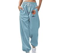 Generico Pantaloni Tuta Donna in Cotone Sportivi Vita Alta Jogger con Tasche e Coulisse Regolabile per Allenamento Jogging Fitness Nero Pantaloni Donna Leggeri Estivi Scalza I Granuli