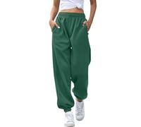 Generico Pantaloni Tuta Donna in Cotone Sportivi Vita Alta Jogger con Tasche e Coulisse Regolabile per Allenamento Jogging Fitness Nero Pantaloni Neri Donna Estivi Scalza I Granuli