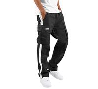 Generico Pantaloni Uomo Cargo Larghi Leggero Comodo Pantalone Tuta Baggy Eleganti Sportivi Pantaloni da Camminata Cotone Multitasche Pantalone Tasconato con Tasche Laterali Estivo Jogging Cargo Pants