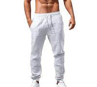 Generico Pantaloni Uomo Casual Cotone Pantaloni Estivi Uomo Comodi Pantalonis con Tasconi per Spiaggia