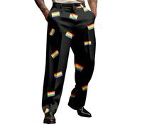 Generico Pantaloni Uomo Casual Giornata Moderno Stampa Arcobaleno Design Elegante Tessuto Morbido Comodo vestibilità Ideale Perfetto Stile Urbano (Black, L)
