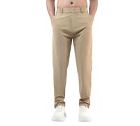 Generico Pantaloni Uomo Casual Tascabili Lavoro Moderno Comodi Elastici in Vita con Design Patchwork Diviso per Stile Urbano (Beige, L)