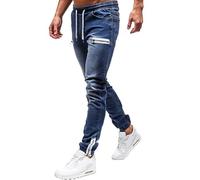 Generico Pantaloni Uomo Cotone Leggero Estivo, Pantaloncini Pigiama, Salopette 3/4 Baggy Jeans Hip Hop Vintage, Salopette Ciclismo